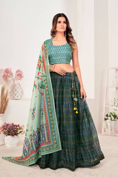 D.NO. C10594A BY AMOHA PRINTTED LEHENGA CHOLI WHOLESALER IN INDIA
